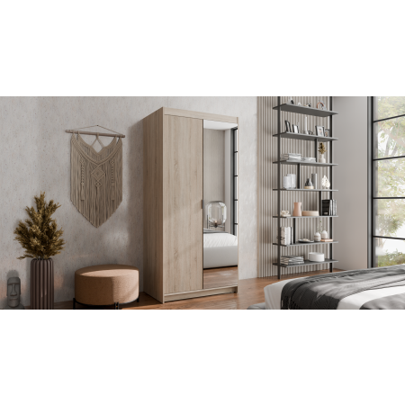 Szafa dwudrzwiowa z lustrem 90 cm TRINO dąb sonoma